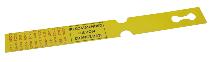 Oil Hose Recommended Time to Change label (Pack25) 