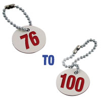 Valve Tag Set Numbers 76-100 White/Red/White - 38mm Dia.