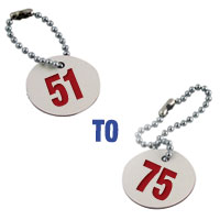 Valve Tag Set Numbers 51-75 White/Red/White - 38mm Dia