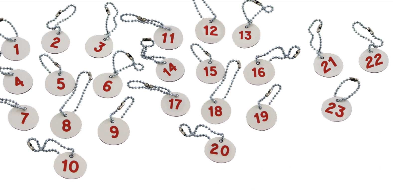 Valve Tag Set Numbers 1-25 White/Red/White - 38mm Dia