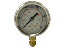 2 1/2" Oil Filled Pressure Gauge 0-1000 PSI/Bar 1/4" BSP Bottom Connection