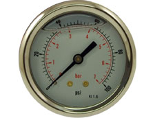 2 1/2" Oil Filled Pressure Gauge 0-100 PSI/Bar 1/4" BSP Back Connection