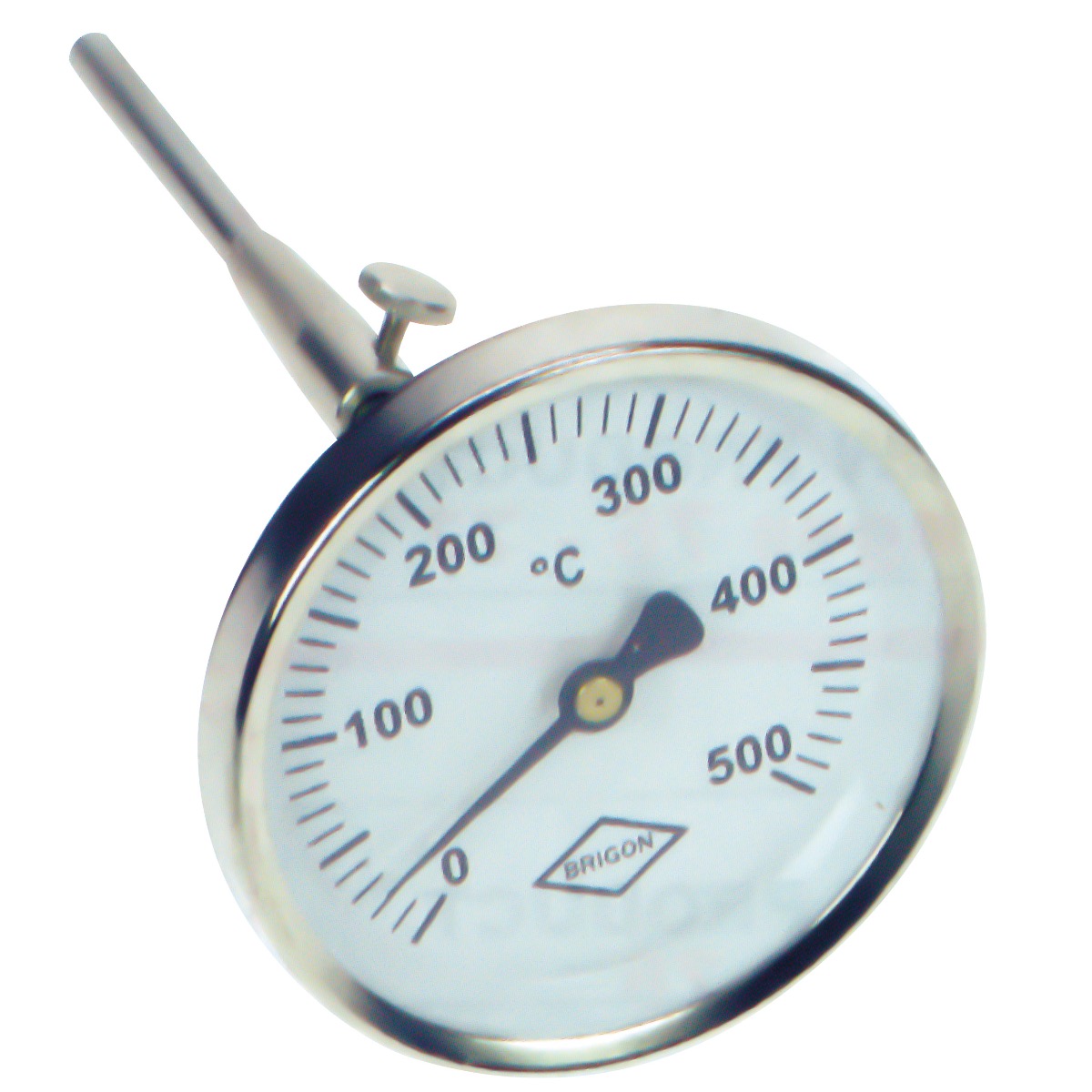 80mm Dial Flue Gas Thermometer - 300mm stem, 0-500°C