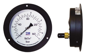 6" Front Flange Pressure Gauge 0-100PSI/Bar3/8"BSP Back Connection