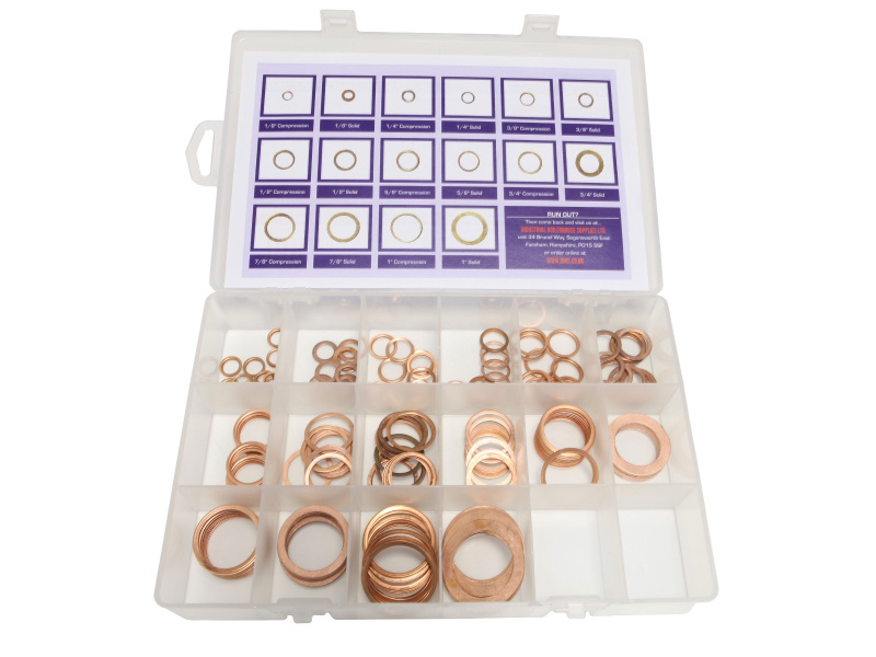 Copper Washer Kit 160 PCE - Mixed 16 Types