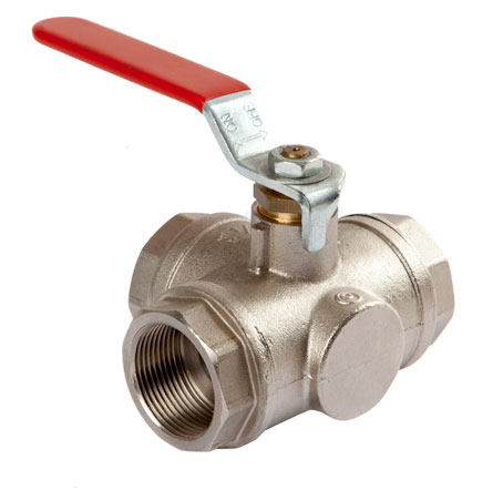 1 1/4" BSPT Brass 3 Way L Port Ball Valve F/F Ends