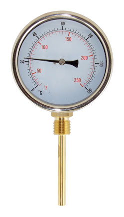 4" Thermometer 0-160°C 1/2" BSP Bottom Conn. Probe 100mm