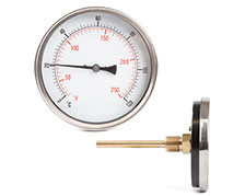 4" Thermometer 0-200°C 1/2" BSP Back Entry 250mm Long Pocket