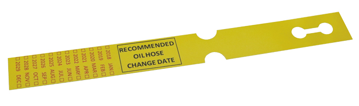 Oil Hose Recommended Time to Change label (Pack25)