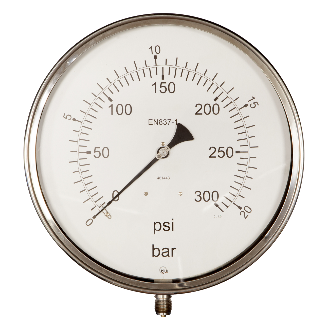 12" Dial Pressure Gauge 0-300psi/bar 1/2"BSP Bottom Conn.