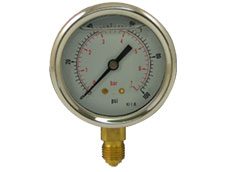 2 1/2" Oil Filled Pressure Gauge 0-100 PSI/Bar 1/4" BSP Bottom Connection