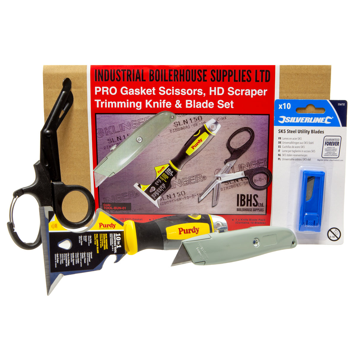 PRO Gasket Scissors, HD Scraper,Trimming Knife & Blade Set