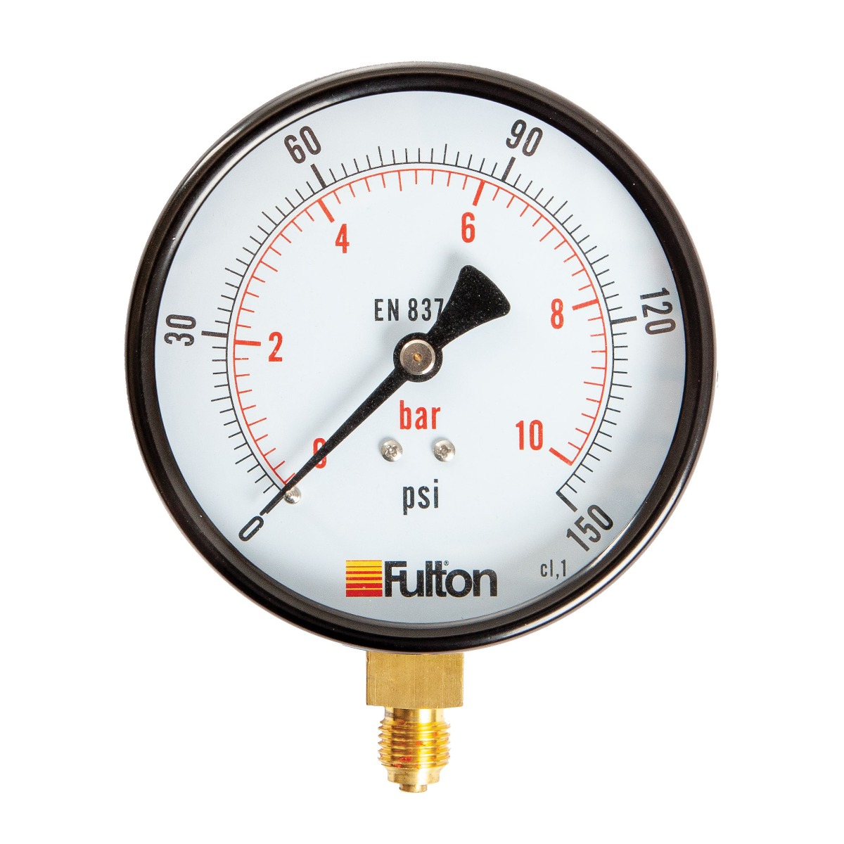 Fulton 4" Pressure Gauge 0-10 Bar 1/4" BSP Bottom Connection