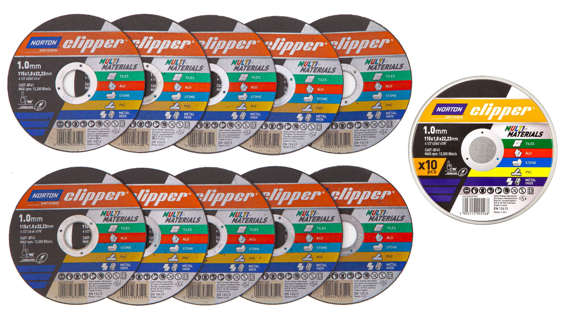 Clipper Multi Purpose Disc 115mm Pack Of 10
