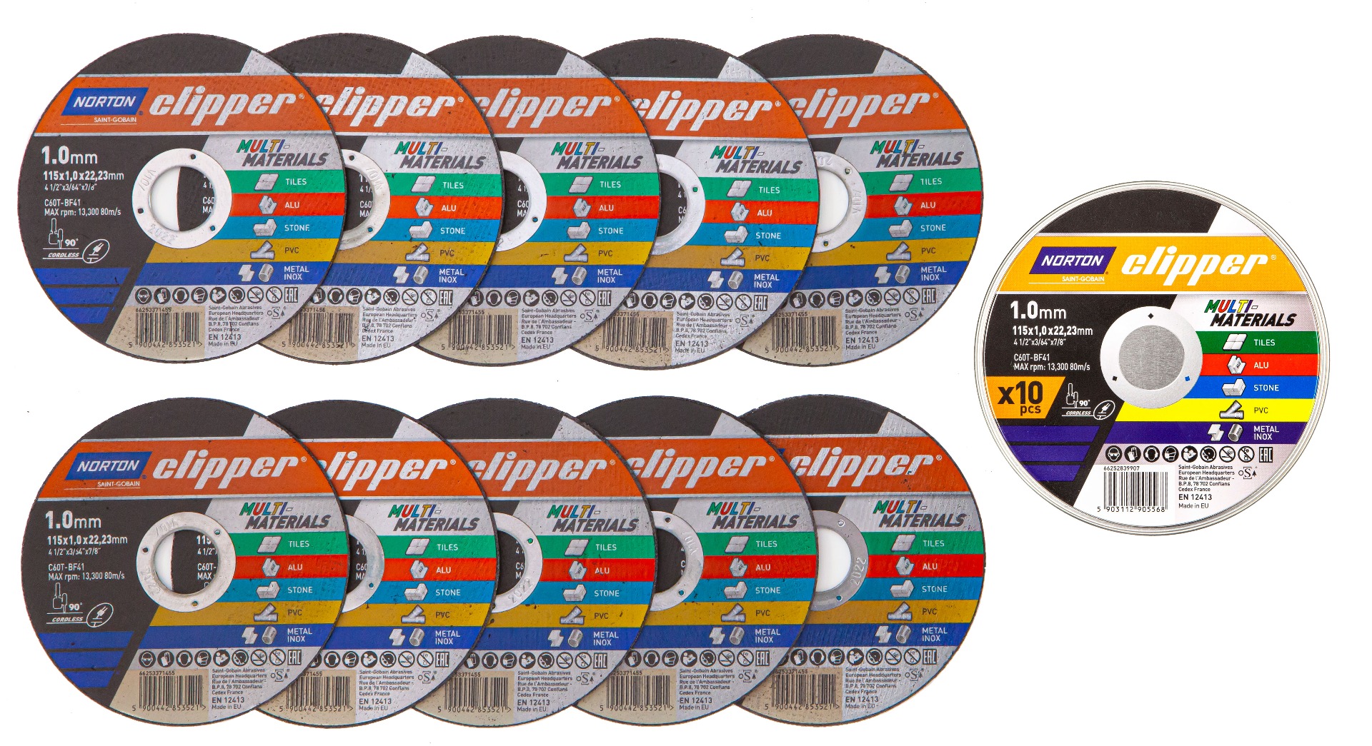 Clipper Multi-Purpose Cutting Disc 115mm - Pack of 10