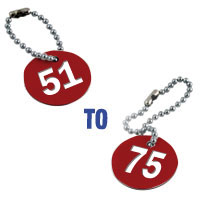 Valve Tag Set Numbers 51-75 Red/White/Red - 38mm D