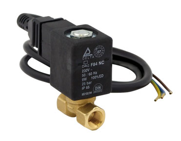 1/8" BSP Solenoid Valve F84 (NC) 240v C/w Plug & Lead