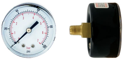 2" Oil Pressure Gauge 0-100 psi/Bar 1/8" BSP Bottom Conn.