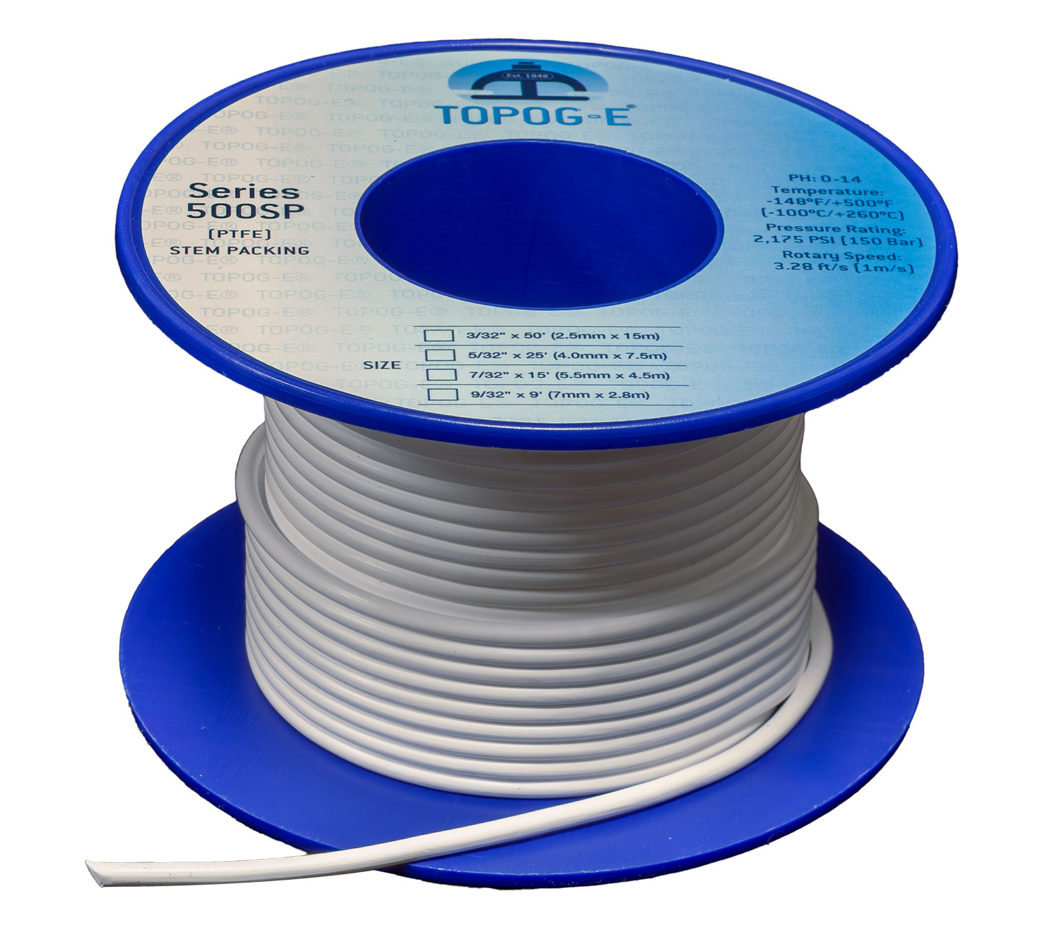 Series 500SP PTFE Stem Packing 4mm x 7.5m