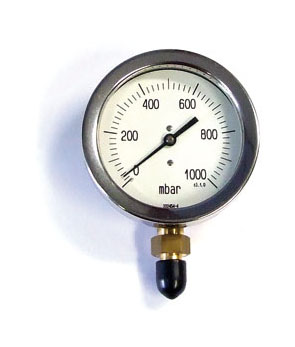 4" Dia Gas Press Gauge 0-1000 mBar 3/8" BSP Bottom Conn.
