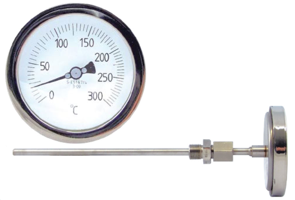 4" Thermometer 0-300°C 1/2" BSP Sliding Gland 12" Long Probe
