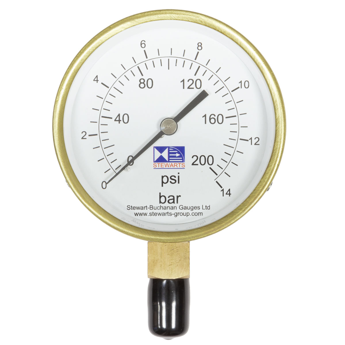 4"Dial Pressure Gauge 0-200psi/bar 3/8"BSP Bottom Connection