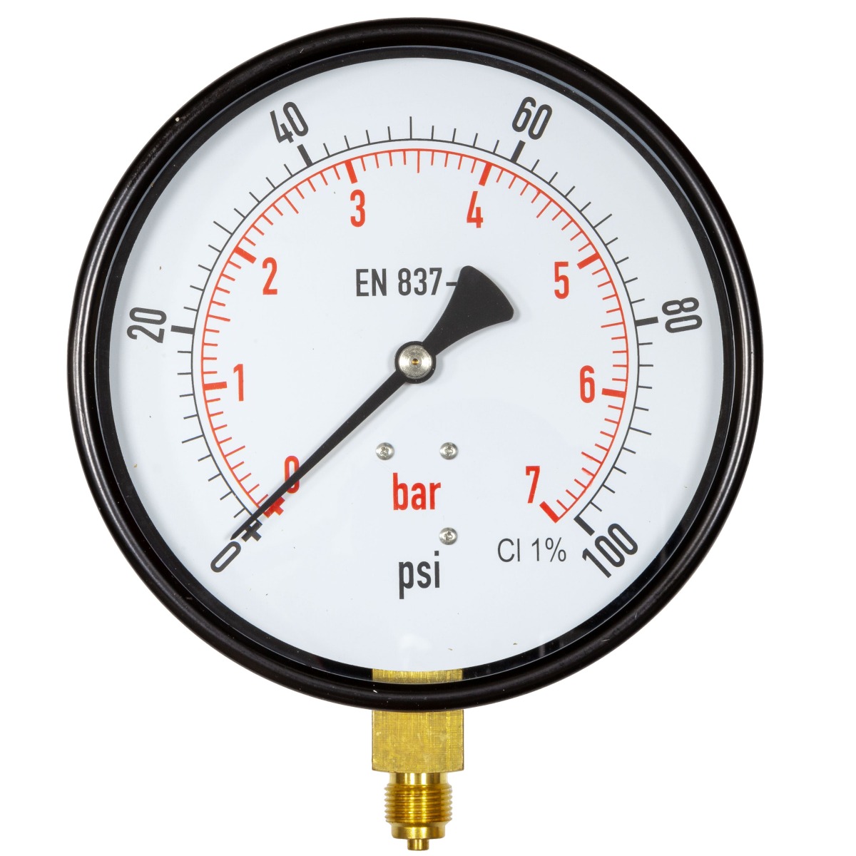 6" Dial Pressure Gauge 0-100 psi/bar 3/8"BSP Bottom Conn.