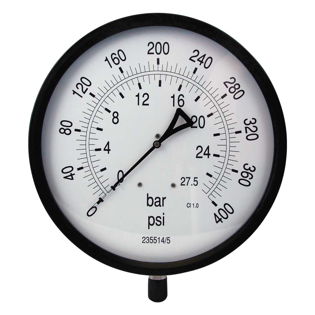 12" Dial Pressure Gauge 0-400 psi/bar 1/2" BSP Bottom Conn.