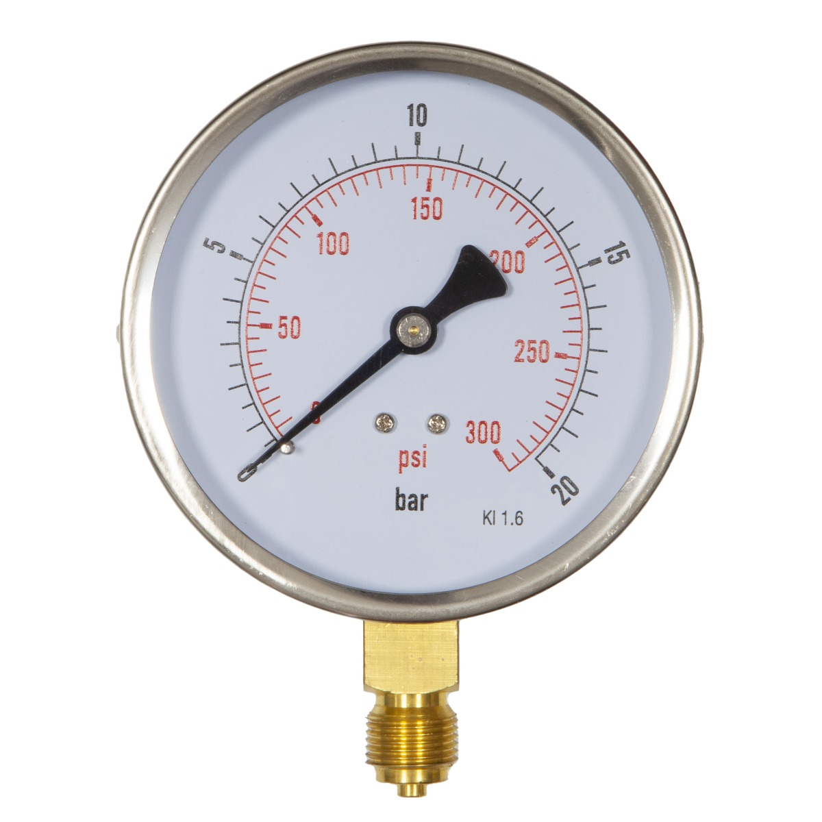 4" Dial Pressure Gauge 0-300 psi/bar 3/8" BSP Bottom Conn.
