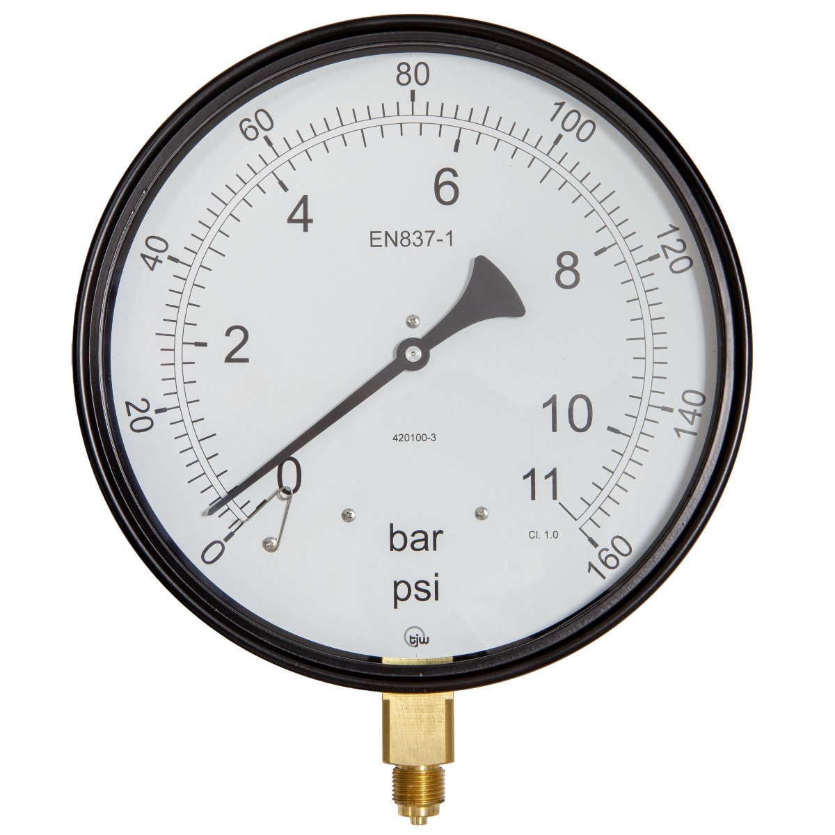8" Dial Pressure Gauge 0-160 psi/bar 3/8"BSP Bottom Conn.