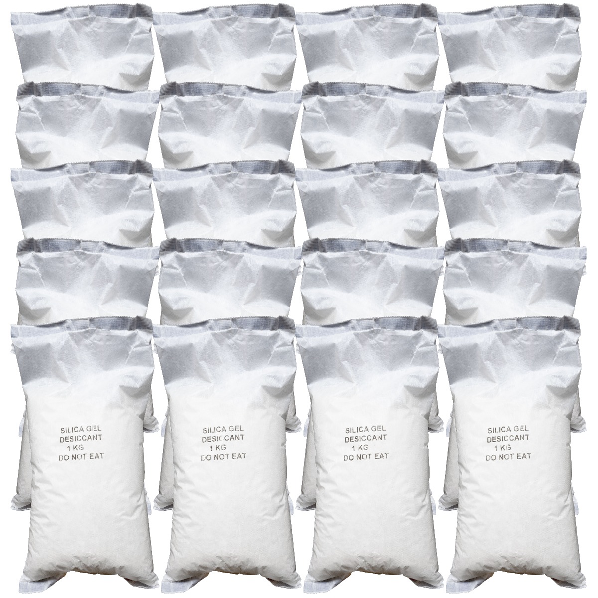 White Silica Gel In Sewn Cotton Bags : 20 x 1Kg Bags
