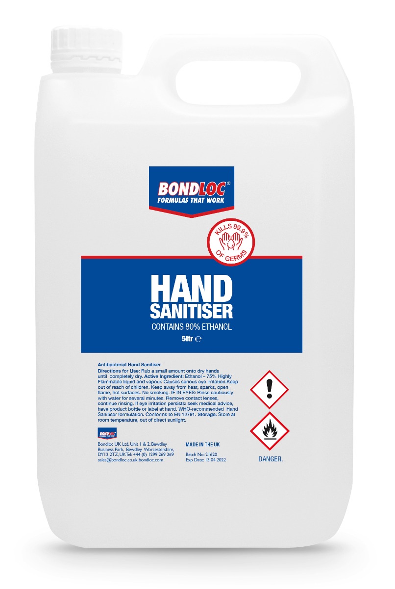 Hand Sanitiser 80% Ethanol 5 Litres
