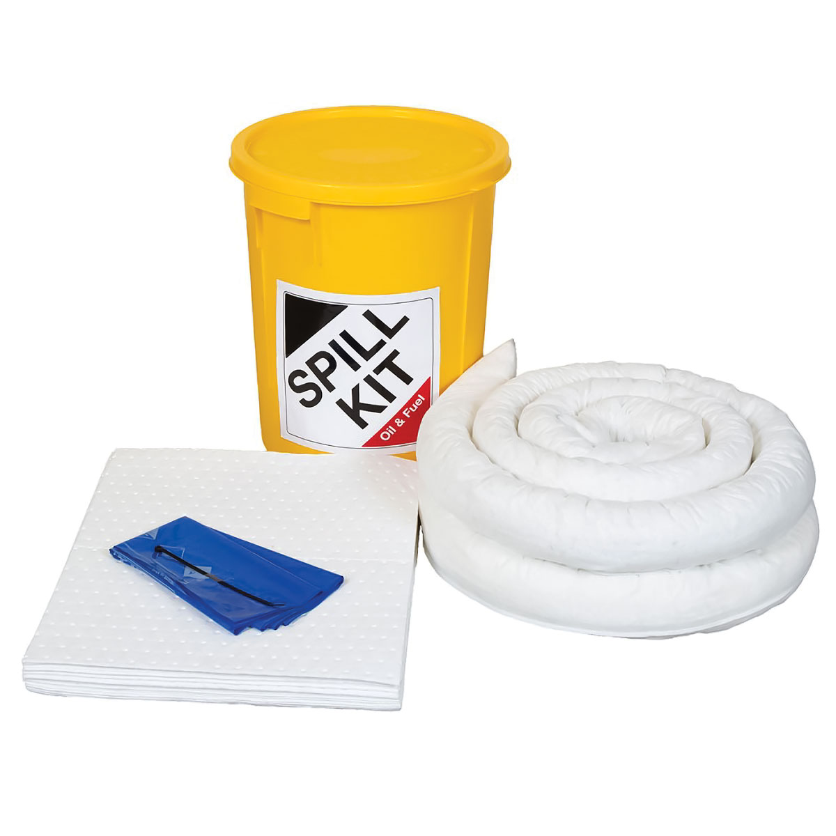 Oil & Fuel Spill Kit - Plastic Drum - Absorbs 35L