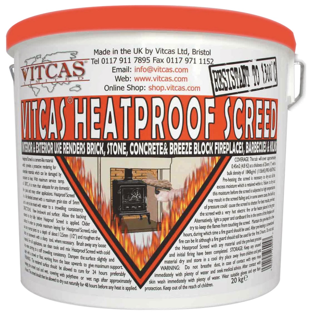 Vitcas Heatproof Screed 10KG Bucket