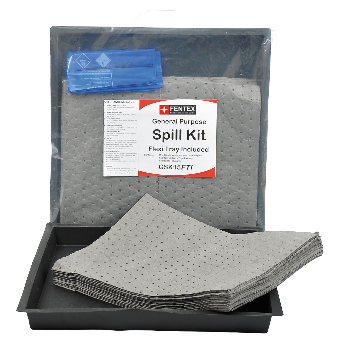 15L GP Spill Kit c/w 52cm x 52cm Flexi Tray