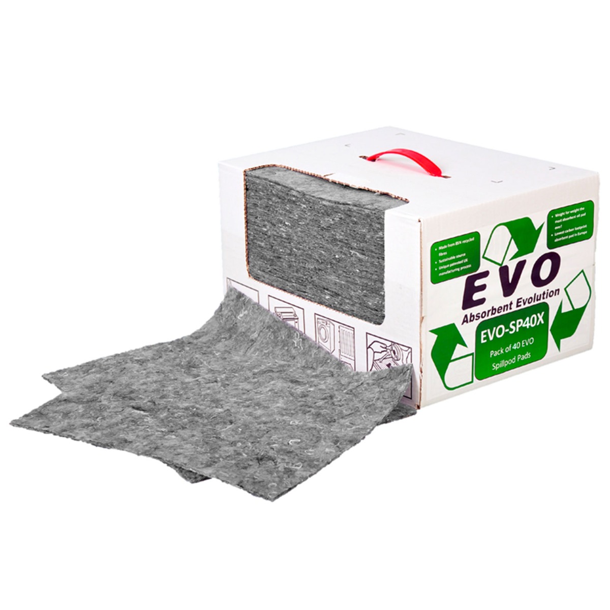 SpillPod Pads - Absorbs 36L - 31 x 39 x 1cm - Dispenser Box