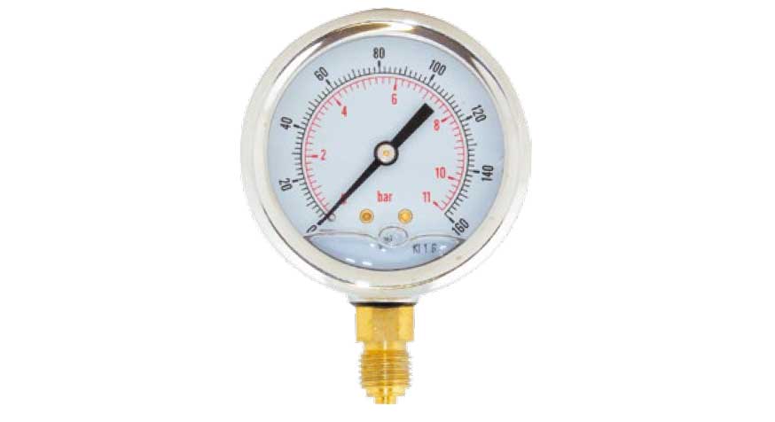 2 1/2" Oil Filled Pressure Gauge 0-200 PSI/Bar 1/4" BSP Bottom Connection