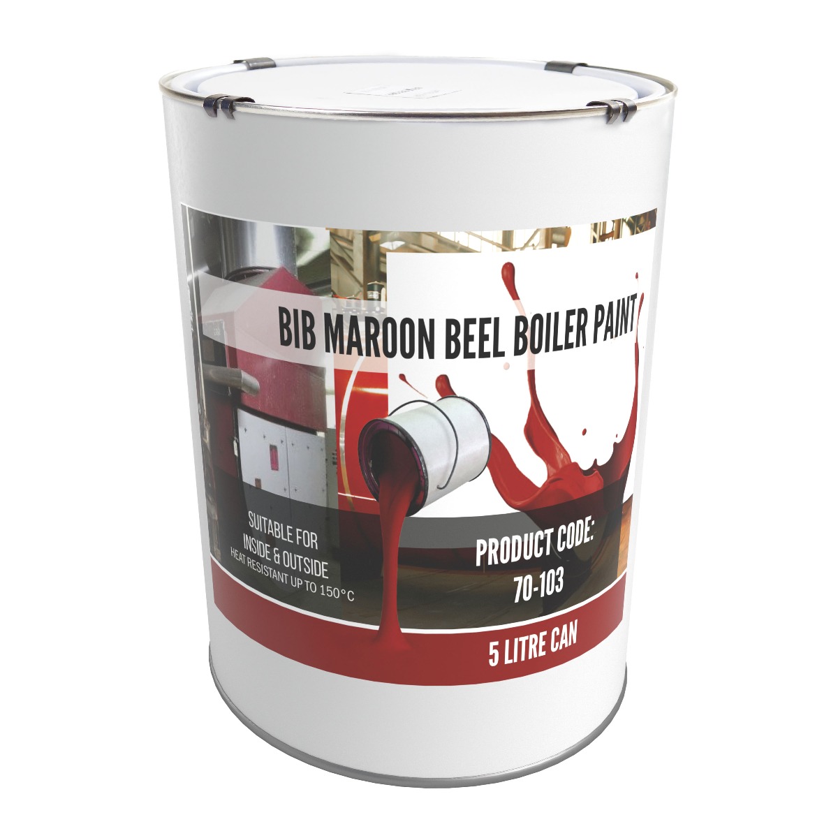 BIB Maroon Beel Boiler Paint - 5 Ltr 350°C