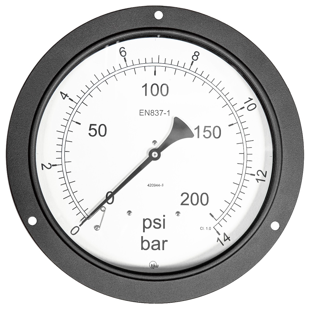 8" Front Flange Press Gauge 0-200 psi/Bar 3/8"BSP Back Conn.