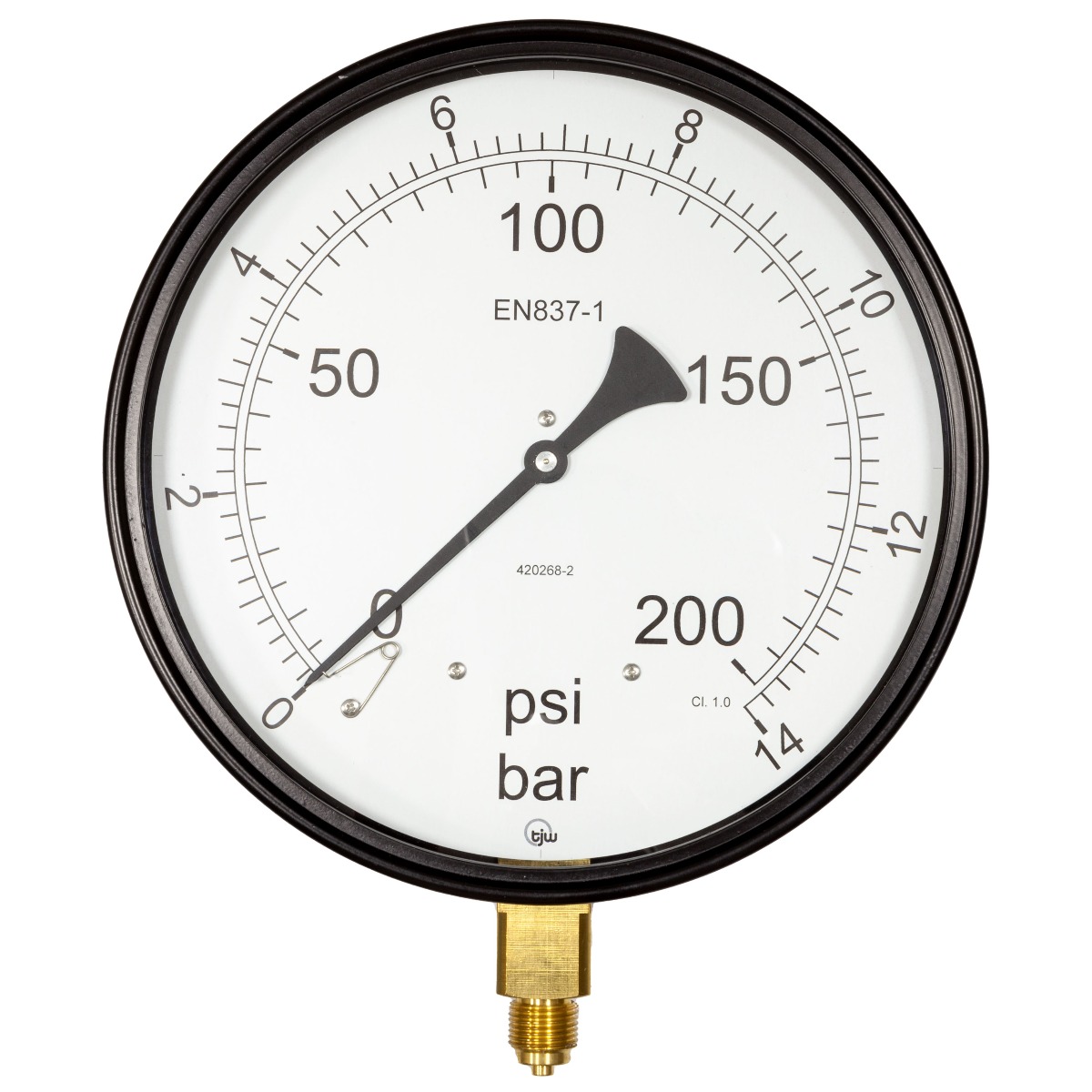 8" Dial Pressure Gauge 0-200 psi/Bar 3/8" BSP Bottom Conn.