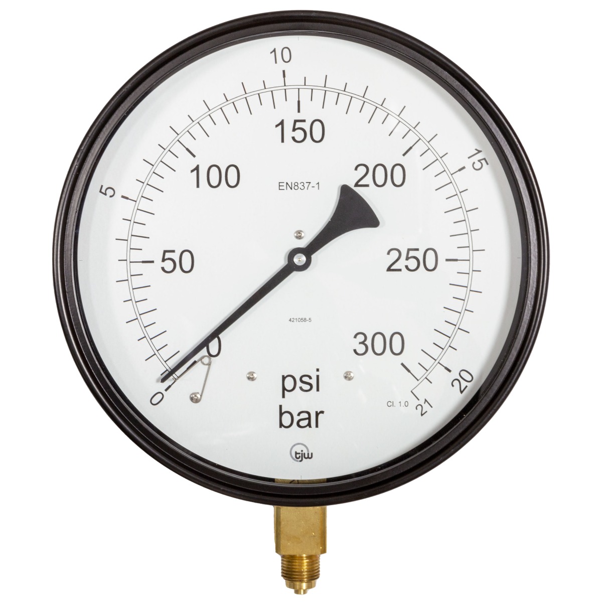 8" Dial Pressure Gauge 0-300 psi/Bar 3/8" BSP Bottom Conn.