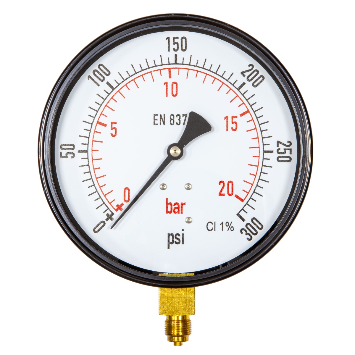 6" Dial Pressure Gauge 0-300 psi/bar 3/8"BSP Bottom Conn.
