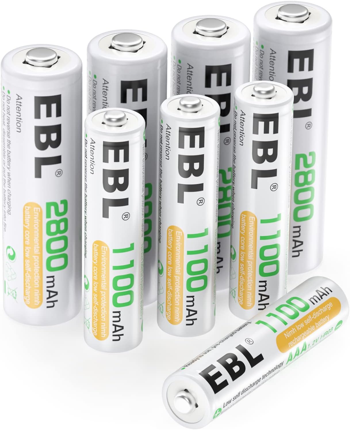 EBL Rechargeable 4x AA 4x AAA Battery Set